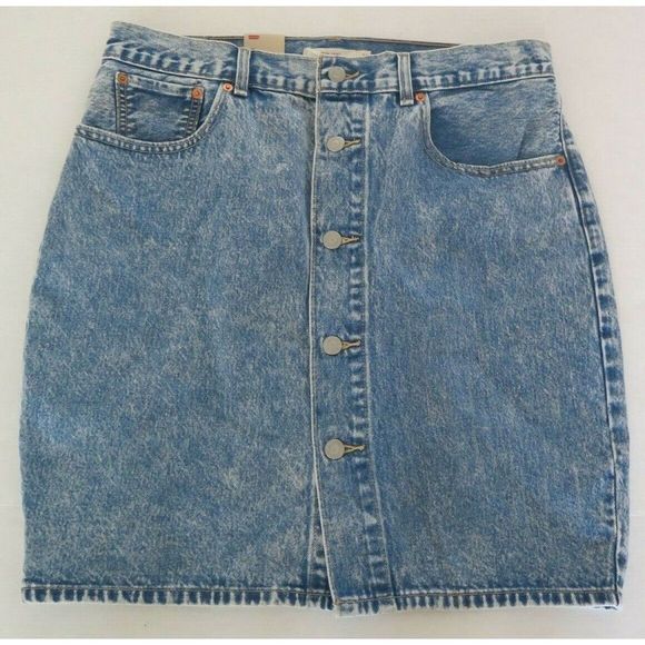 Levi's Premium Women's Size 32 Denim Button Front Mom Skirt - Picture 1 of 5